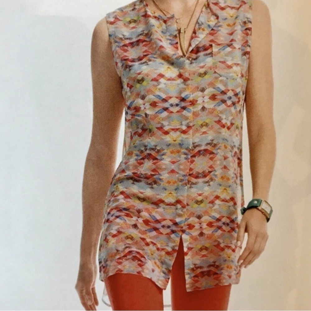 CAbi Sheer Geometric Aztec Button Down - Picture 2 of 8